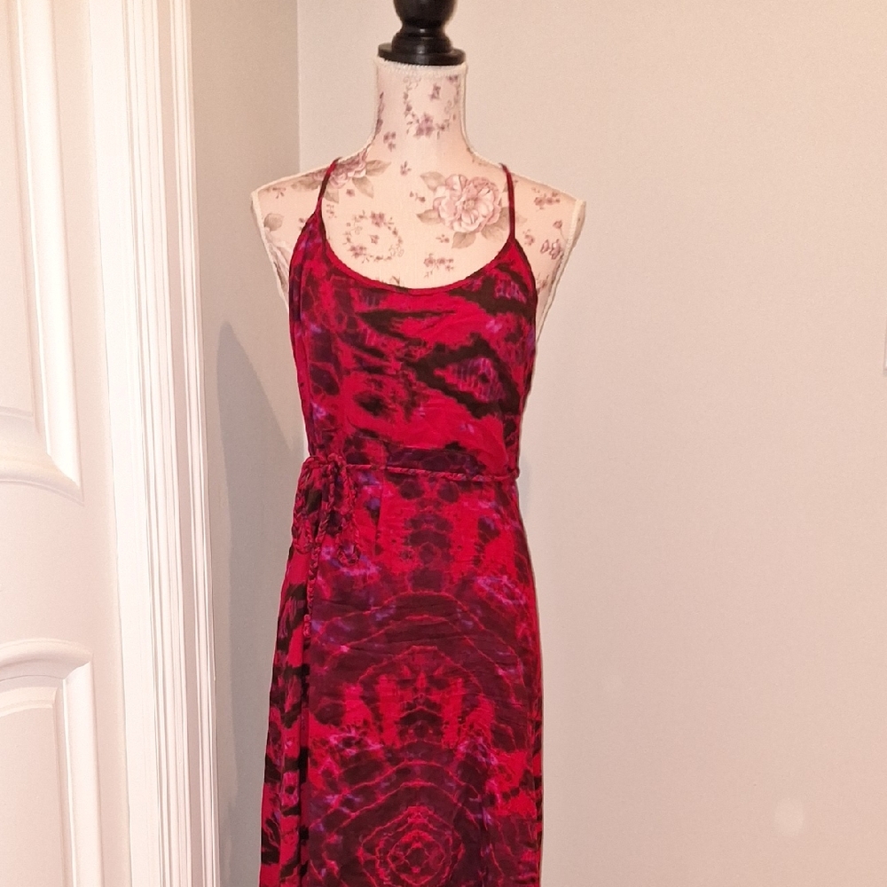Element Red and Black Tie-Dye Maxi Dress